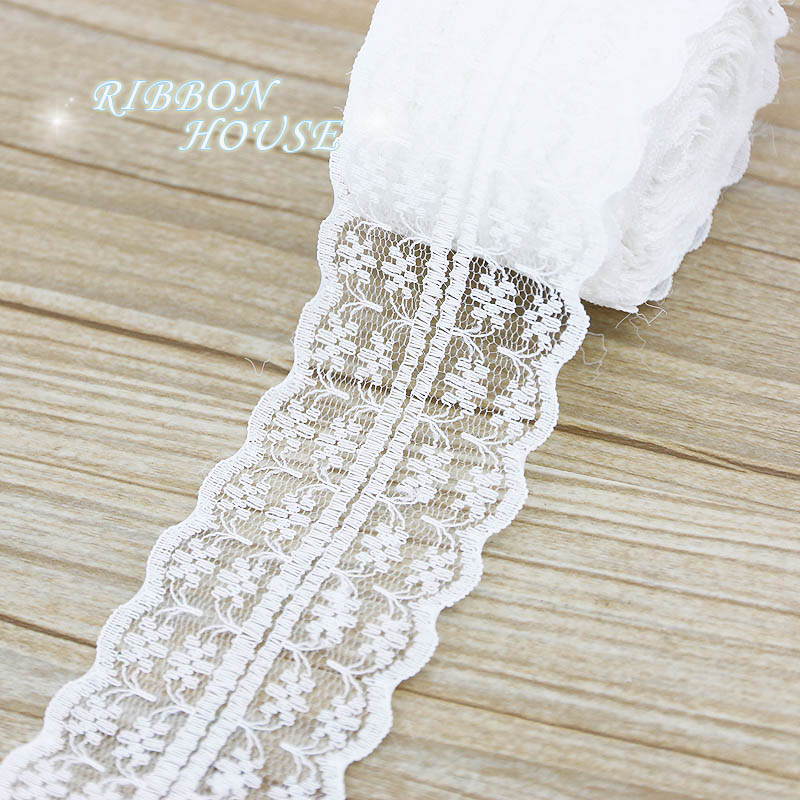 (5 yards/roll) 45mm White lace - Ribbon Organza Roll บทวิจารณ์และราคา