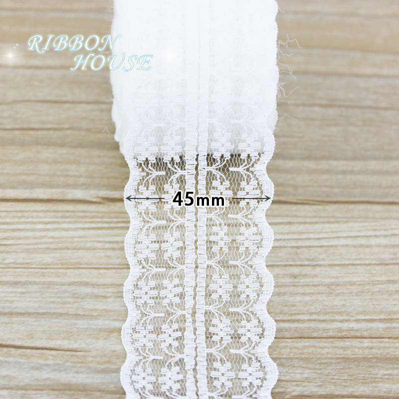(5 yards/roll) 45mm White lace - Ribbon Organza Roll บทวิจารณ์และราคา