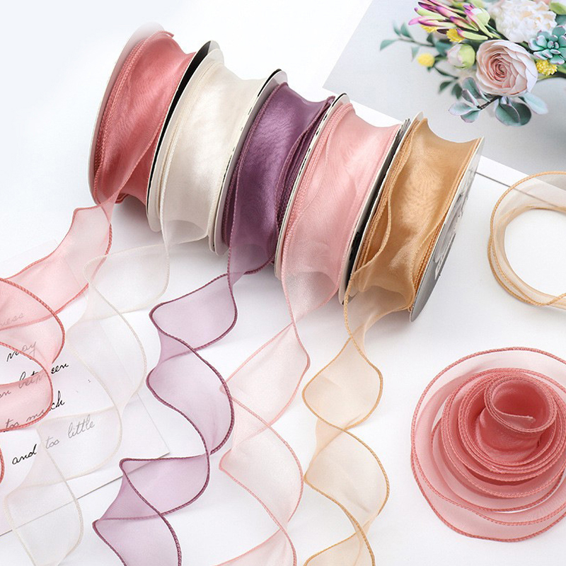 9Meters/Roll Sheer Silk Ribbon - Ribbon Organza Roll บทวิจารณ์และราคา